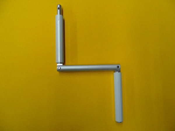Gelenkkurbelgriff 9,9 mm, Ausladung 120 mm, silber/grau