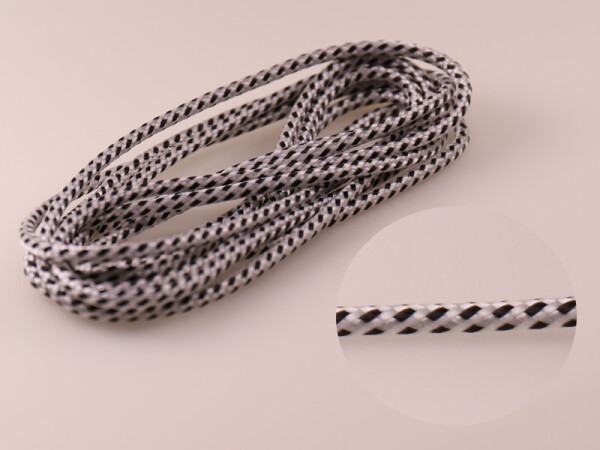 Endloszugschnur 2,9 mm, schwarz/weiß Bedienlänge 50 cm / Umlauf 100 cm Mittelgeflecht