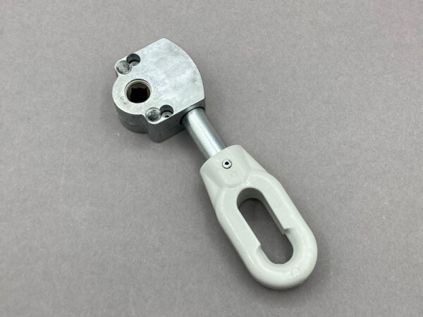 Schneckengetriebe 3:1 PVC-Öse oval - grau, mit Gewindebohrung, kurzer Antrieb