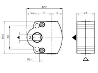 Schneckengetriebe 3:1 PVC-Öse oval - grau, mit Gewindebohrung, kurzer Antrieb