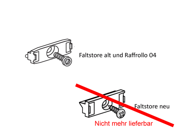 Halterung & Schraube für Bediengriff MHZ Faltstore alt & Raffrollo 04, transparent