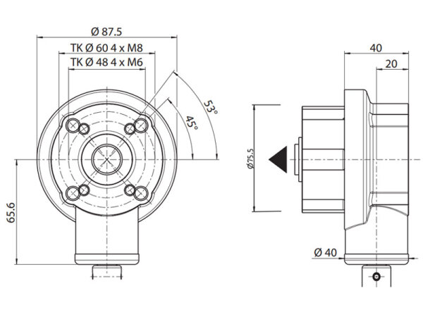 Awning bevel gear 3:1 with 10 mm bore, black