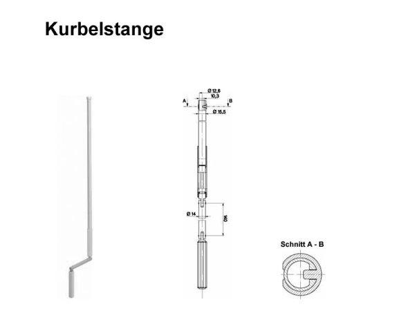 Kurbel mit Steckverbindung z.B. f&uuml;r Sch&uuml;ko-Rollladen, wei&szlig;