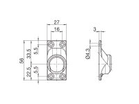 Gelenklager 45° Platte  27 mm x 56 mm 4 - Loch, Zapfen 11,9 mm Ø, Abtrieb 6 mm 4 - Kant