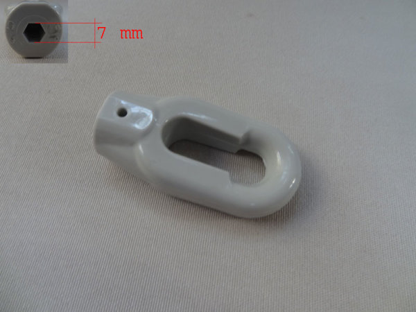 Markisenöse oval aus Kunststoff grau Bohrung 7 mm Sechskant