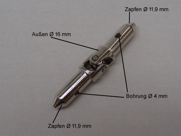 16 mm Kreuzgelenk Antrieb: Zapfen 11,9 mm & Abtrieb: Zapfen 11,9 mm