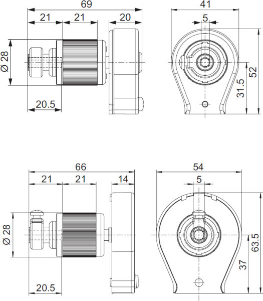 Schnurzuggetriebe 2,6:1 Schnurrad 54 mm Innensechskant 6 mm