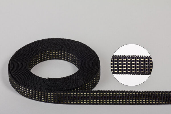 12,6 Meter REST Gurtband schwarz 15 x 1,2 mm