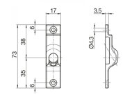 Gelenklager 45° Platte  17 mm x 73 mm 2 - Loch, Zapfen 11,9 mm Ø, Abtrieb 6 mm 6 - Kant