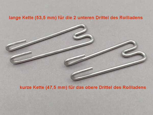 Ketten für Holzrollladen mittige Kette 53,5 mm 2,0 mm Edelstahl