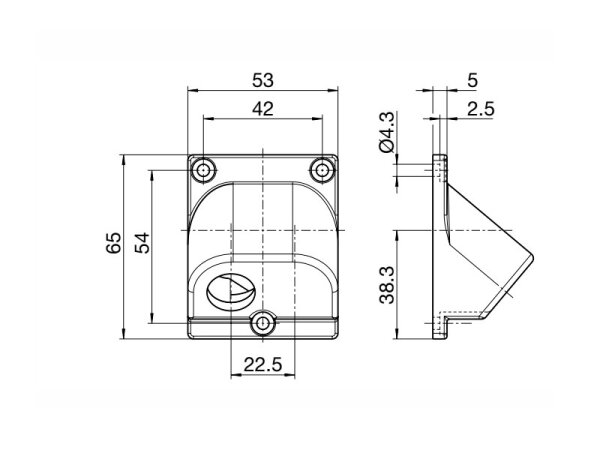 Offset panel (left) 53 x 65 mm PVC
