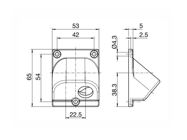 Offset panel (right) 53 x 65 mm PVC