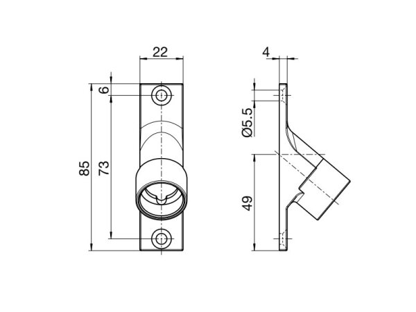22 mm x 85 mm, 2-hole