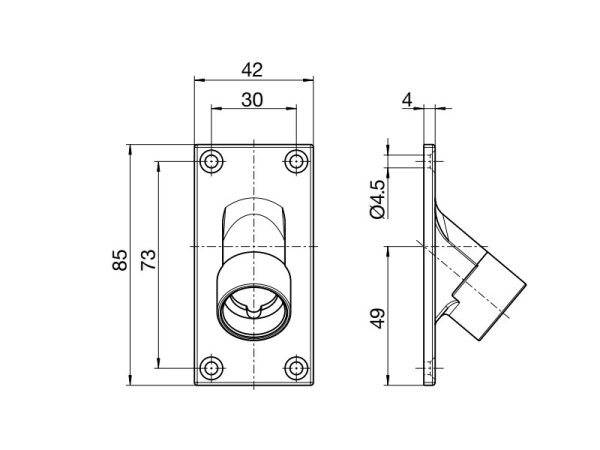 42 mm x 85 mm, 4-hole