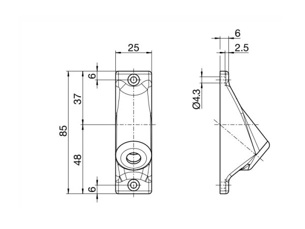 25 mm x 85 mm, 2-hole
