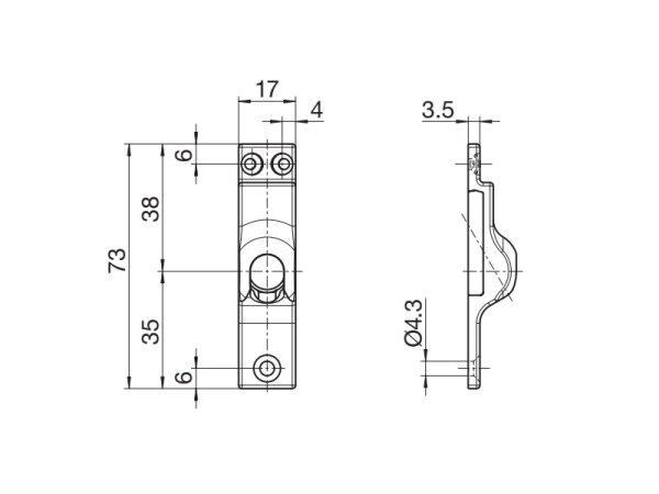 17 mm x 73 mm 3 - Loch