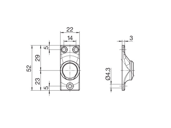 22 mm x 52 mm 3 - Loch